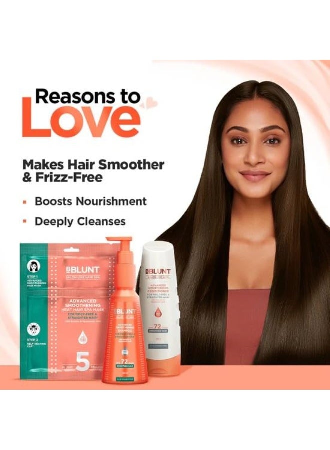 Bblunt Advanced Smoothening Kit | Shampoo - 300 ml + Conditioner - 250 g + Heat Hair Spa Mask - 70 g | Gently Cleanses | Makes Hair Frizz-Free & Straight | Adds Spectacular Shine - Image 2